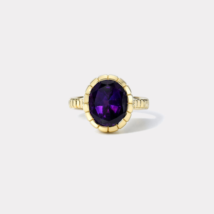 One of a kind 4.08ct Amethyst Heirloom Bezel Ring