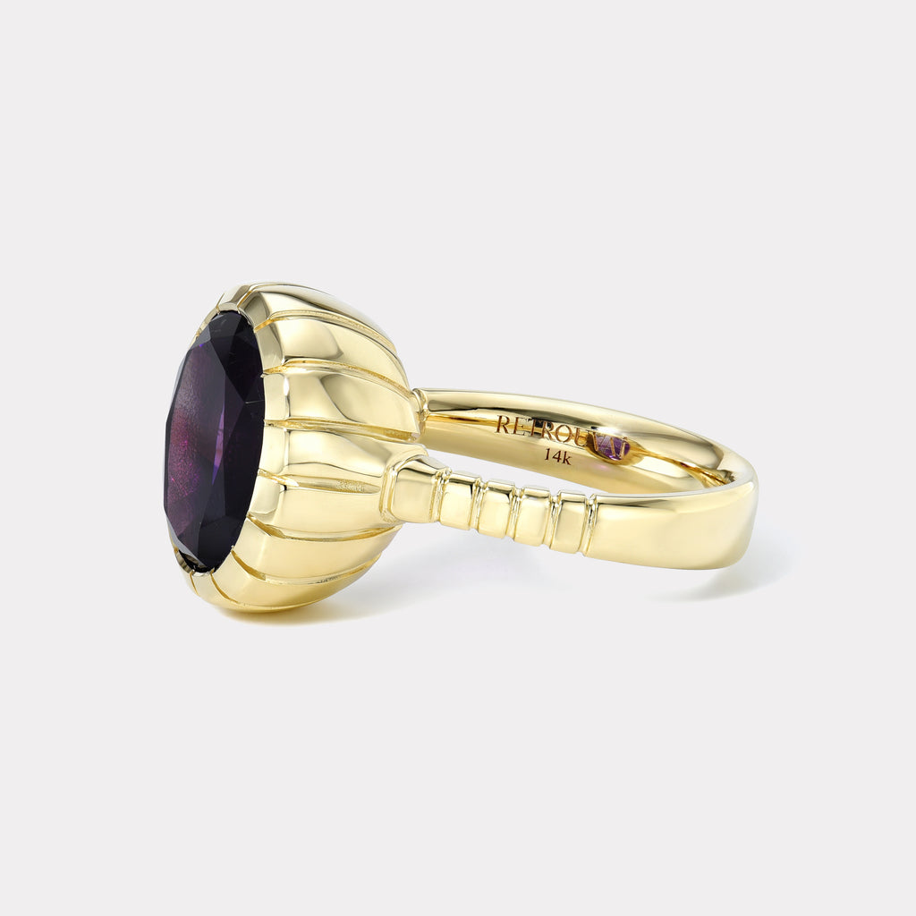 One of a kind 4.08ct Amethyst Heirloom Bezel Ring
