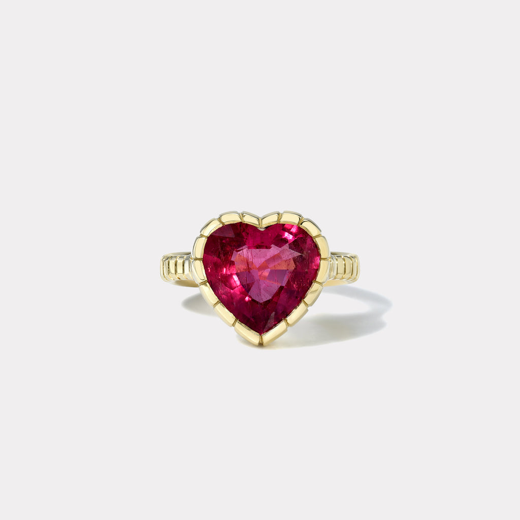 One of a kind 4.72ct Pink Tourmaline Heart Heirloom Bezel Ring