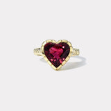 4.92ct Heart Red Tourmaline Heirloom Bezel Ring
