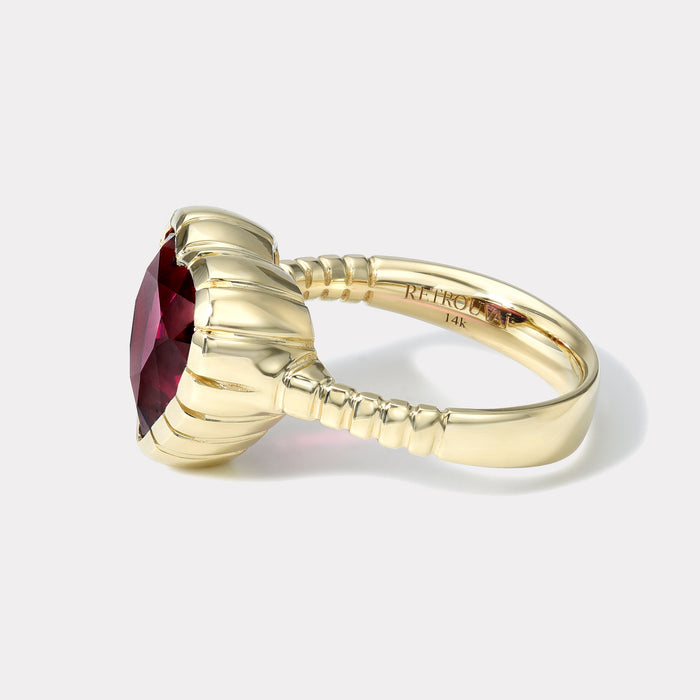 One of a Kind 4.92ct Heart Red Tourmaline Heirloom Bezel Ring