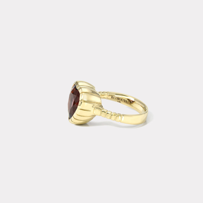 One of a kind 5.4ct Berry Red Tourmaline Heirloom Bezel Ring