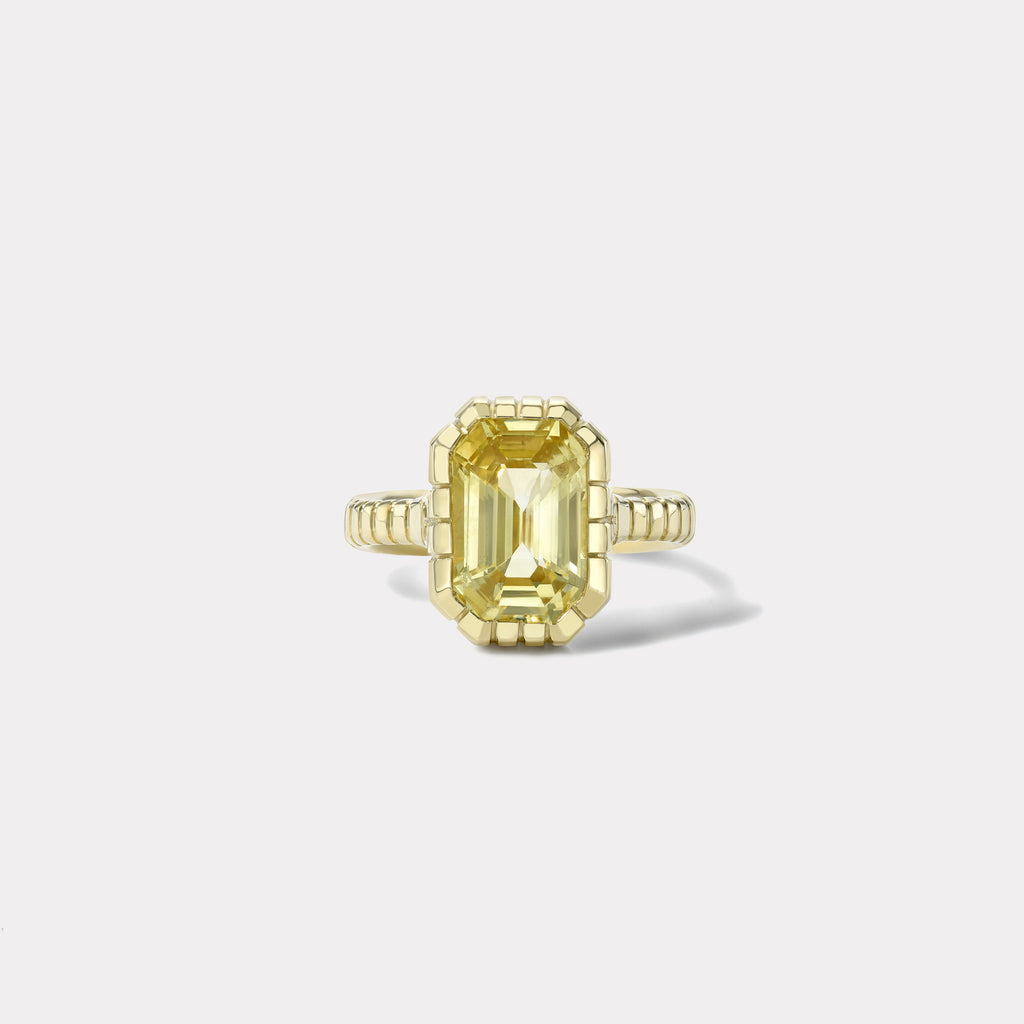 One of a kind 5.88ct Unheated Yellow Sapphire Heirloom Bezel Ring