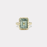 7.2ct Emerald Cut Green Tourmaline Heirloom Bezel Ring