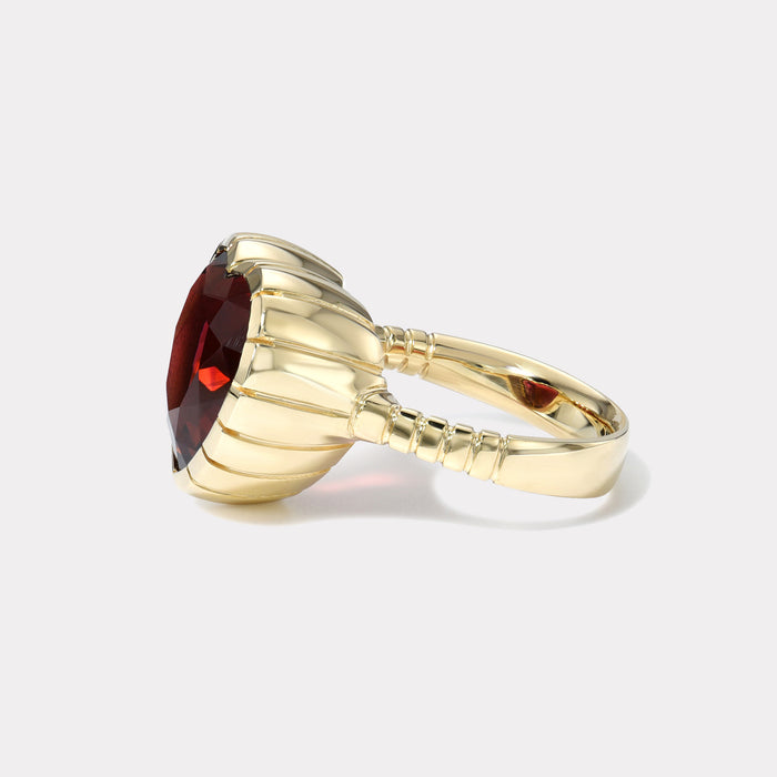 One of a kind 8.57ct Heart Red Tourmaline Heirloom Bezel Ring