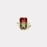 8.85ct Emerald Cut Tourmaline Heirloom Bezel Ring