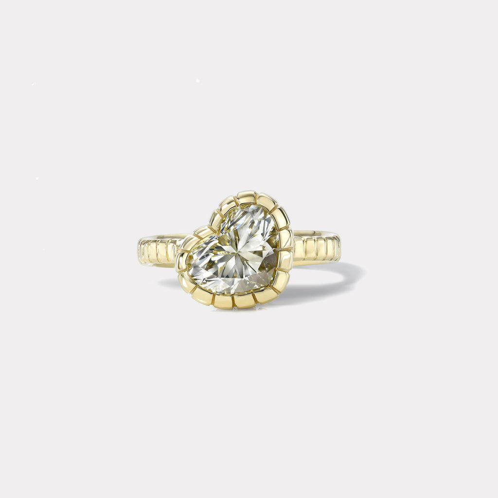 One of a kind GIA 3.43ct Heart shaped Diamond Heirloom Bezel Ring