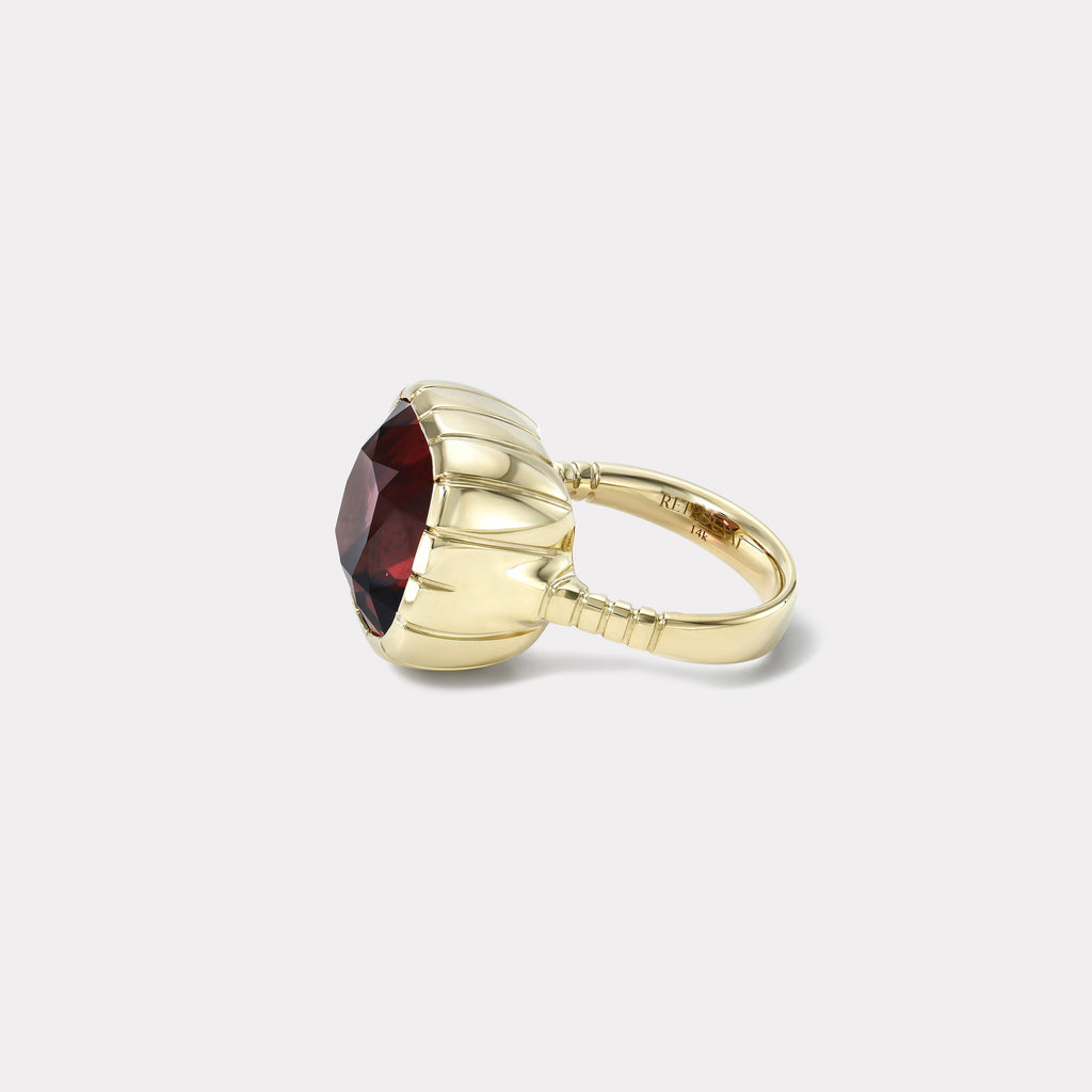 One of a kind 11.72ct Red Tourmaline Heirloom Bezel Ring