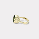 8.01ct Round Green Tourmaline Heirloom Bezel Ring