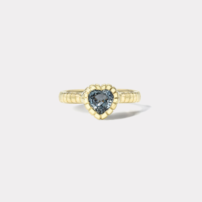 One of a kind 1.51ct Heart Blue Sapphire Heirloom Bezel Ring