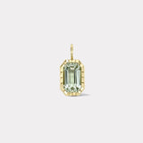Emerald Cut Pale Green Tourmaline Heirloom Bezel Charm