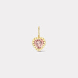 Peachy Pink Sapphire Heart Heirloom Bezel Charm