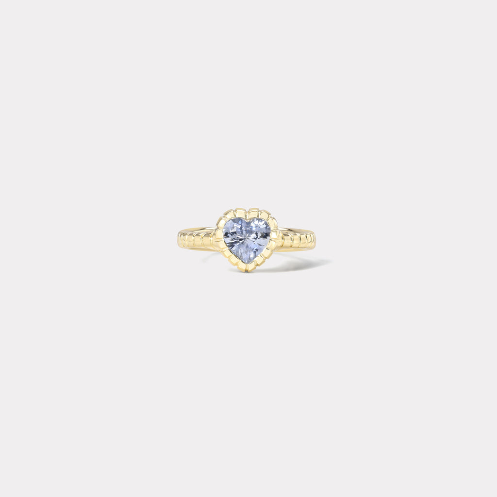 One of a kind 1.71ct heart shaped Blue Sapphire Heirloom Bezel Ring