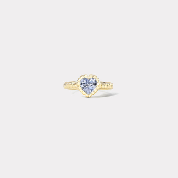 One of a kind 1.71ct heart shaped Blue Sapphire Heirloom Bezel Ring