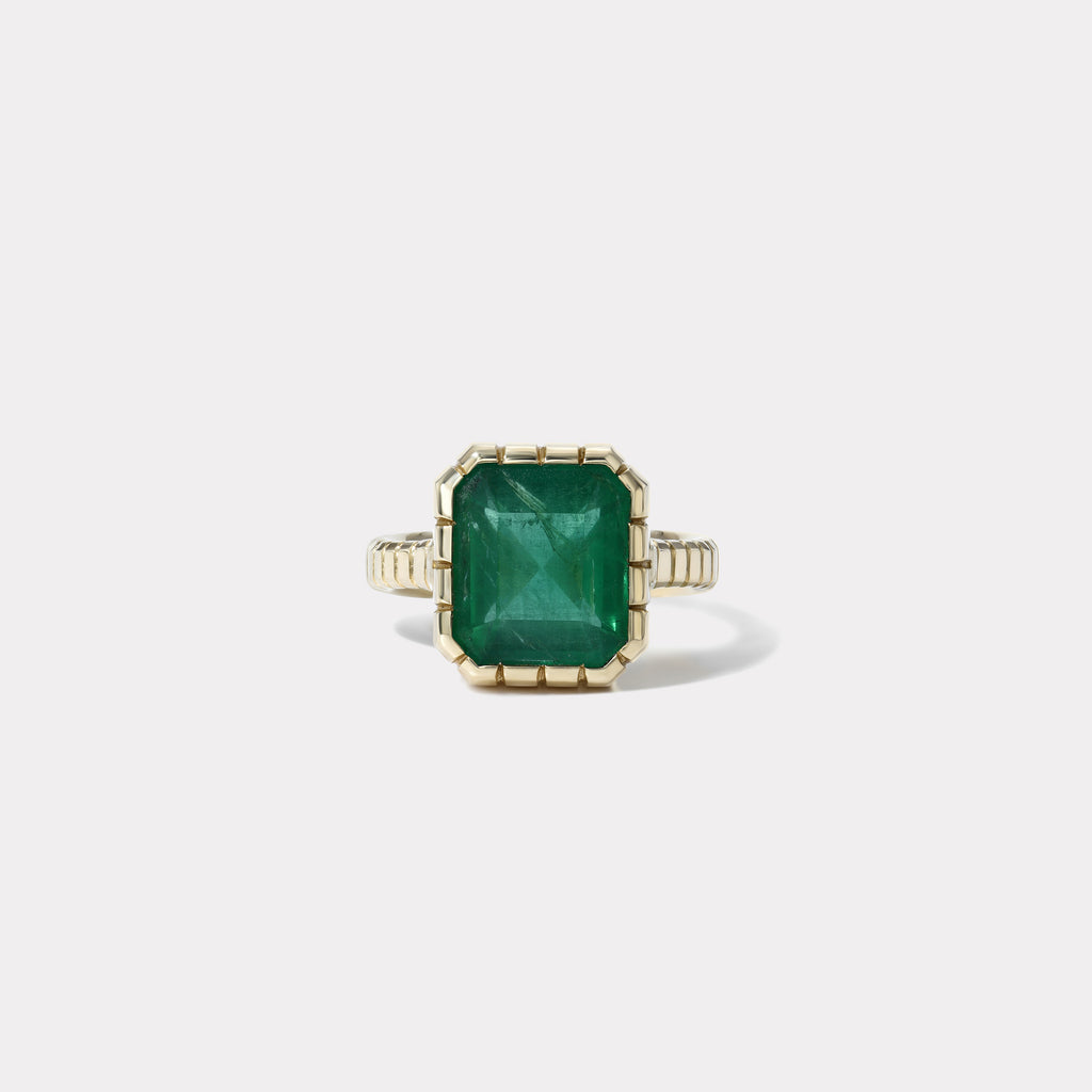 One of a kind 3.69ct Emerald Heirloom Bezel Ring