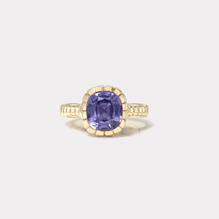 One of a kind 4.08ct Unheated Purple Sapphire Heirloom Bezel Ring