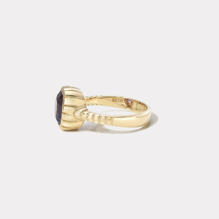 One of a kind 4.08ct Unheated Purple Sapphire Heirloom Bezel Ring