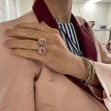 Double Stone Lollipop Ring - 3.09ct Lotus Garnets in Pink Opal