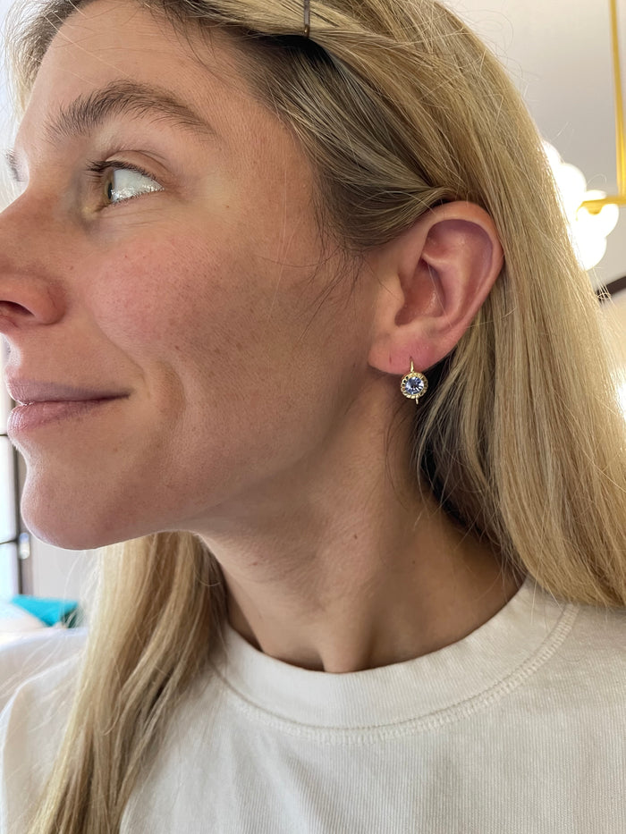 1.72ct Sky Blue Sapphire Heirloom Bezel Earrings
