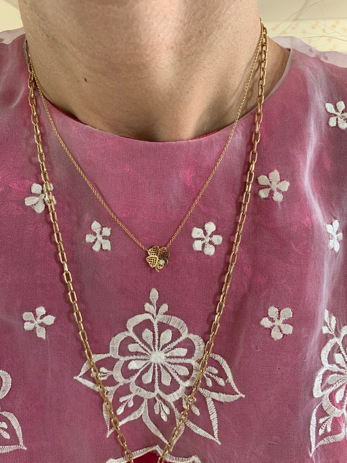 Petite Waffle Clover Pendant