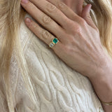 Double Stone 1.17ct GIA Diamond & 1.6ct Emerald Heirloom Bezel Ring