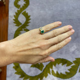 Double Stone 1.17ct GIA Diamond & 1.6ct Emerald Heirloom Bezel Ring