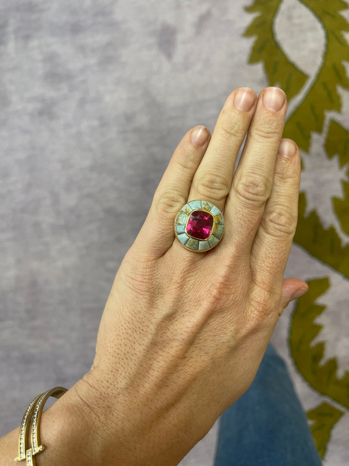 One of a Kind Lollipop Ring - 8.05ct Mahenge Spinel in Turquoise