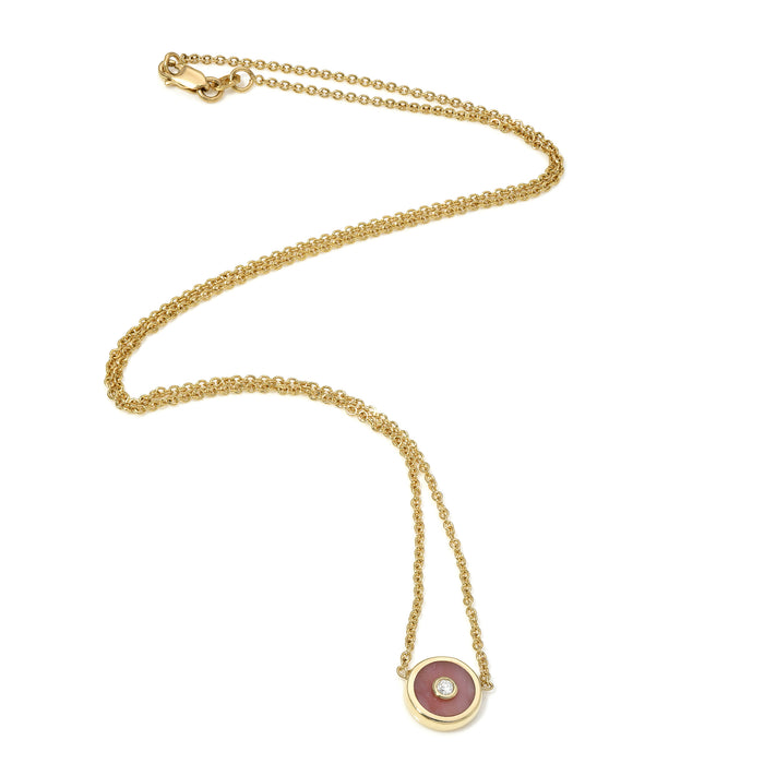 Mini Compass Pendant with Pink Opal