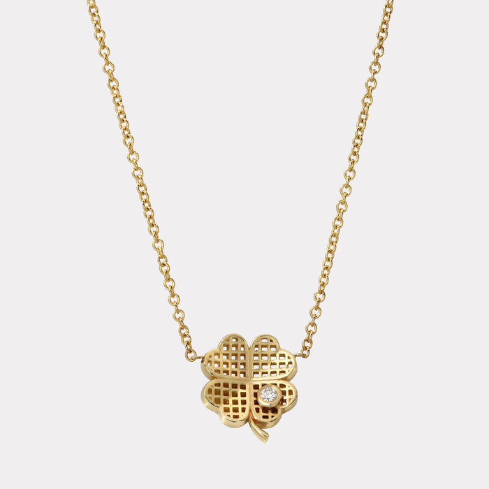 Petite Waffle Clover Pendant