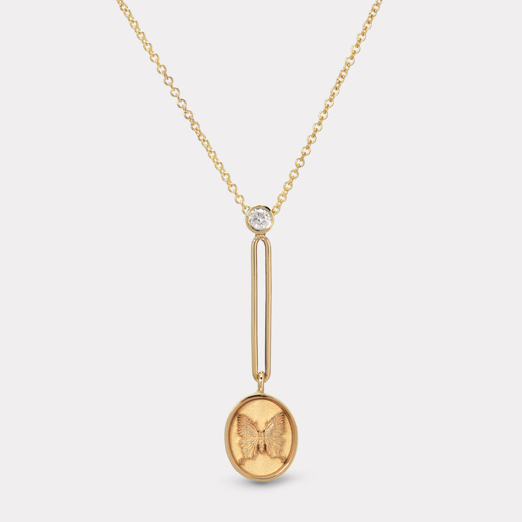 Fantasy Signet Pendant Necklace - Butterfly