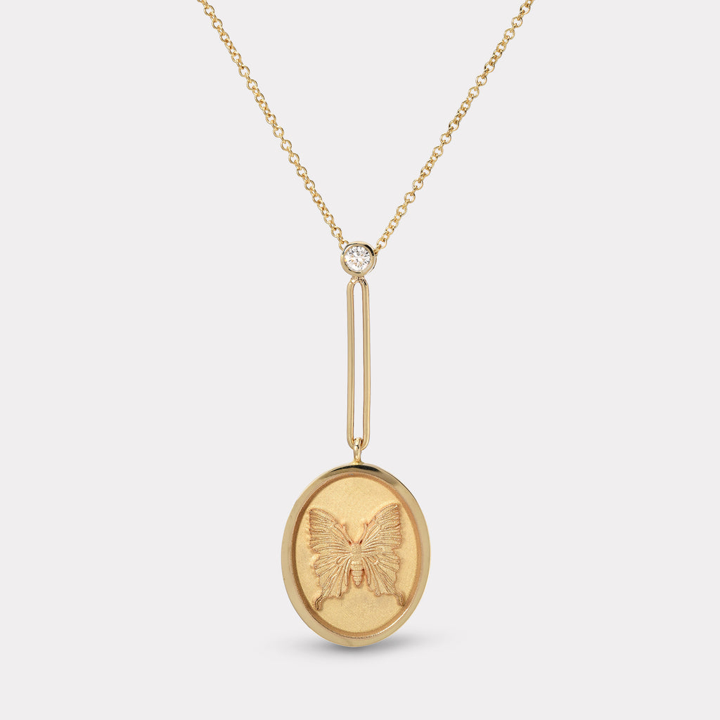 Grandfather Fantasy Signet Pendant Necklace - Butterfly