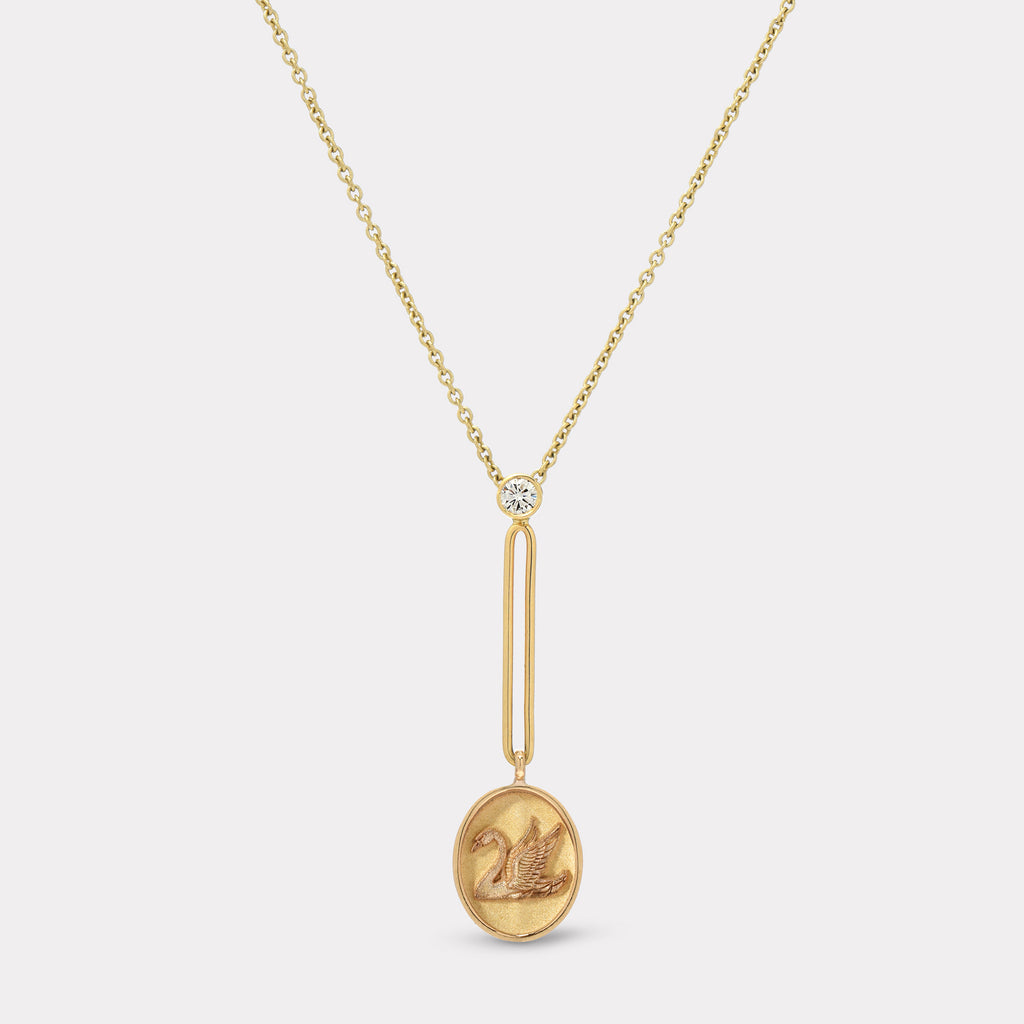 Fantasy Signet Pendant Necklace - Swan