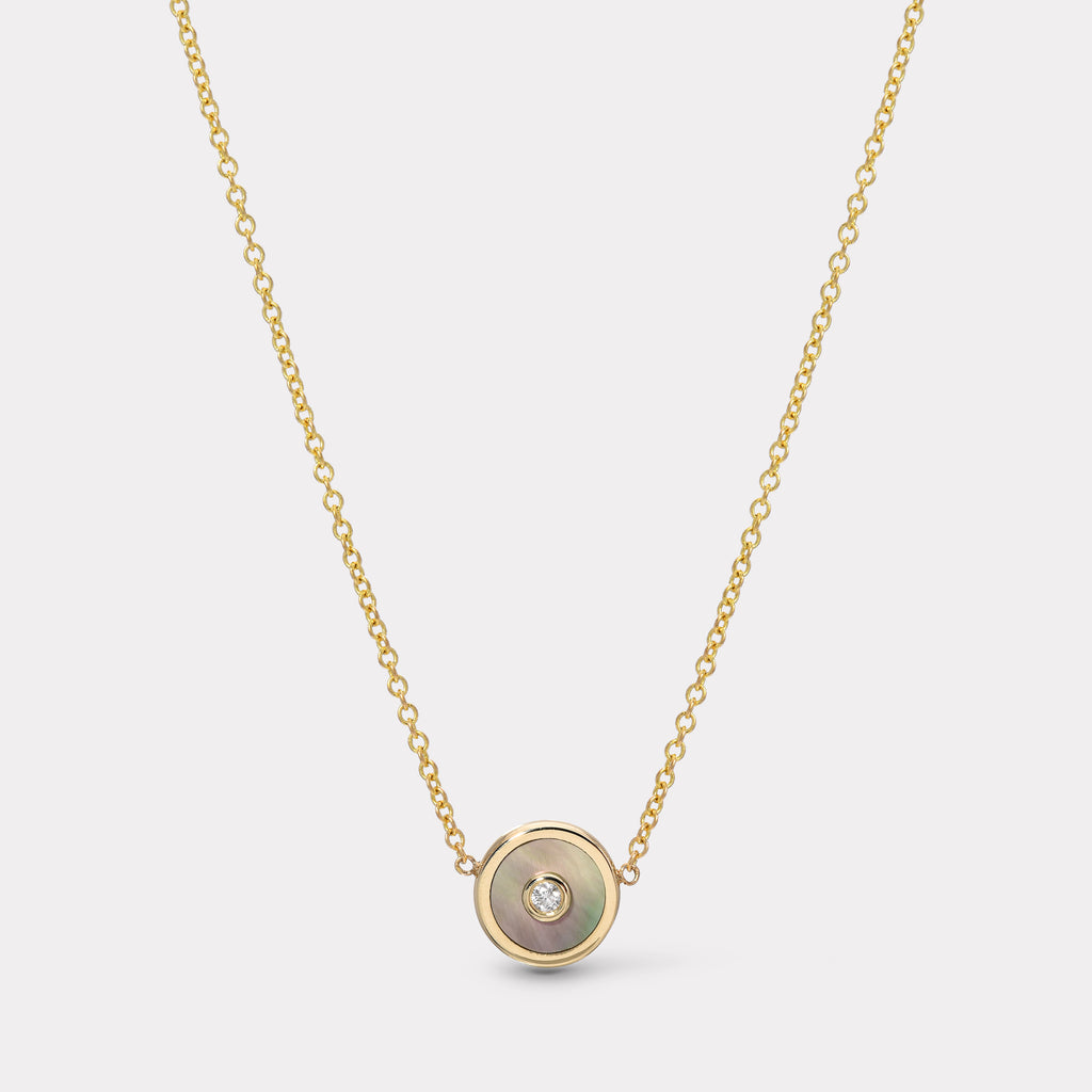 Mini Compass Pendant with Dark Mother of Pearl