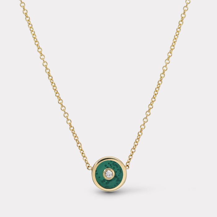 Mini Compass Pendant with Malachite