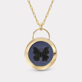 Butterfly Signature Padlock Intaglio - Double Layer Black Agate