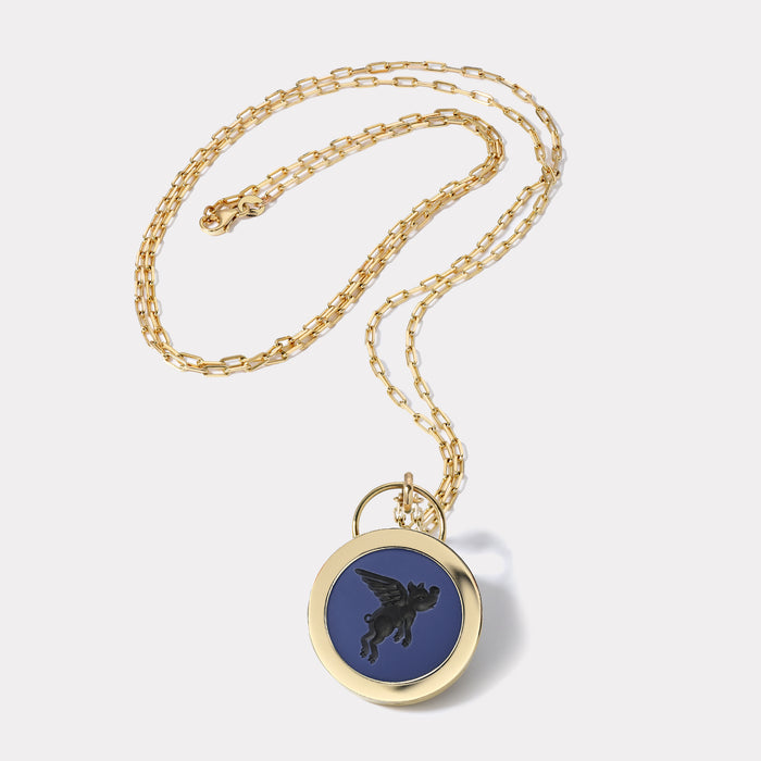 Butterfly Signature Padlock Intaglio - Double Layer Black Agate