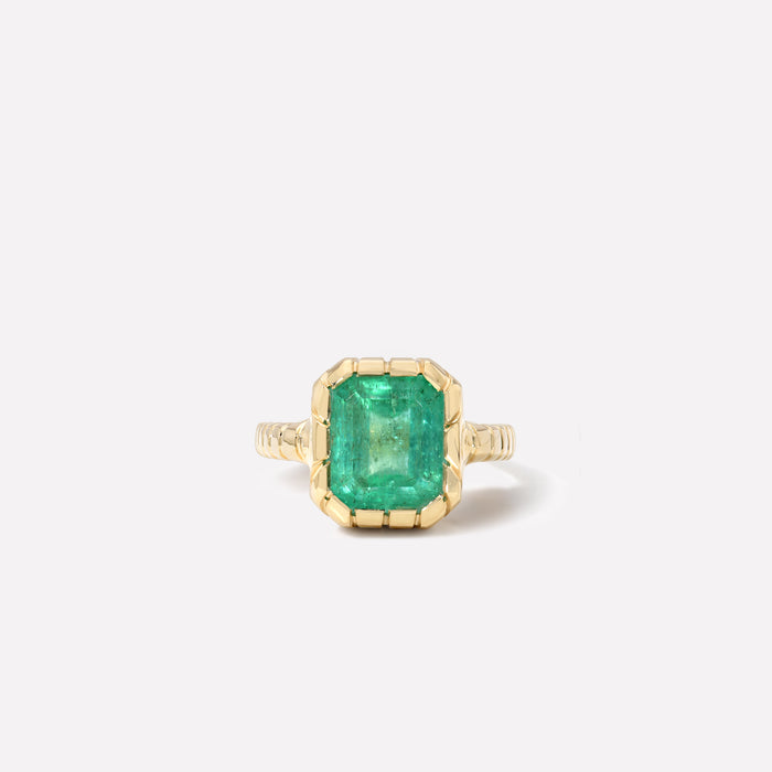One of a kind Heirloom Bezel Emerald Ring