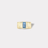 Pleated Solitaire Ring - 0.93ct Baguette Cut Aquamarine