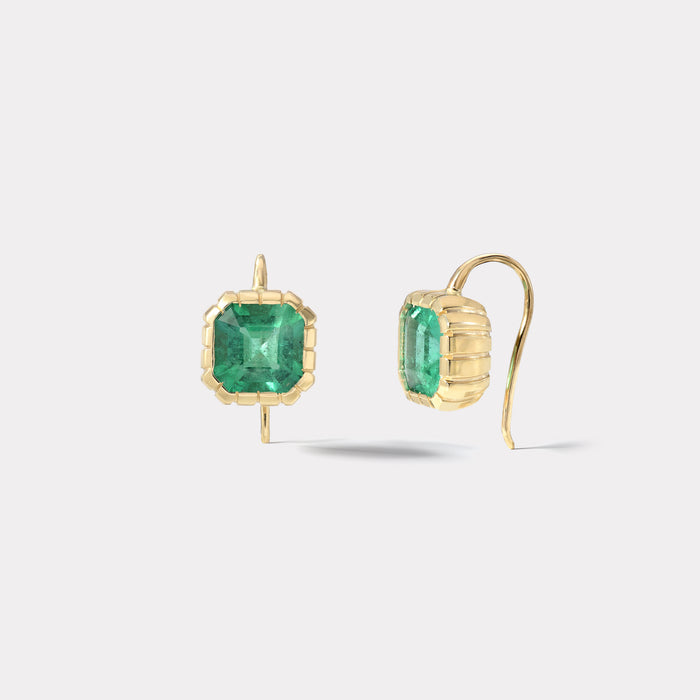 One of a Kind Heirloom Bezel Emerald Earrings
