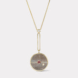 Signature Compass Pendant with Petrified Wood and Rhodolite Garnet