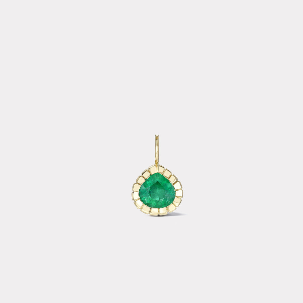 One of a Kind Pear Shaped Emerald Heirloom Bezel Charm