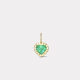 1.11ct Heart Shaped Emerald Heirloom Bezel Charm