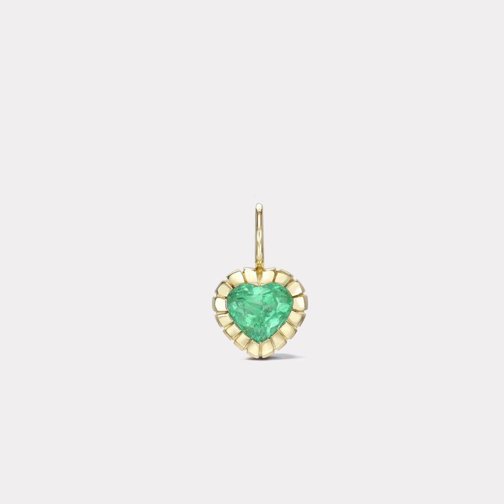 One of a Kind Heart Shaped Emerald Heirloom Bezel Charm