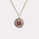 Lollipop Pendant - 6.25ct Emerald Cut Red Tourmaline in Petrified Wood