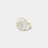 Petite Lollipop Ring - 2.01ct Oval Diamond in Hand Carved Chalcedony