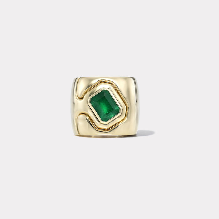 Impetus Interlocking Puzzle Ring with 1.1ct Emerald