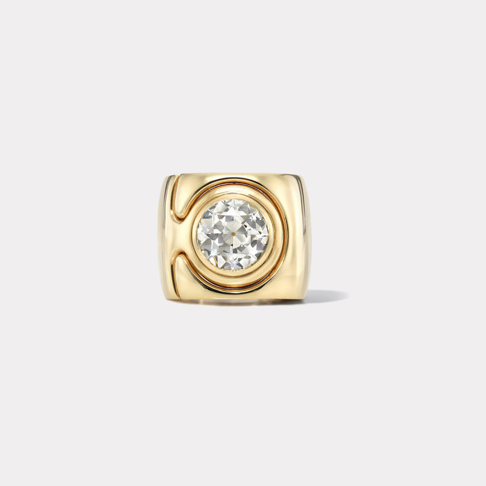 Impetus Interlocking Puzzle Ring with 3.41ct GIA Vintage Circular Brilliant Diamond