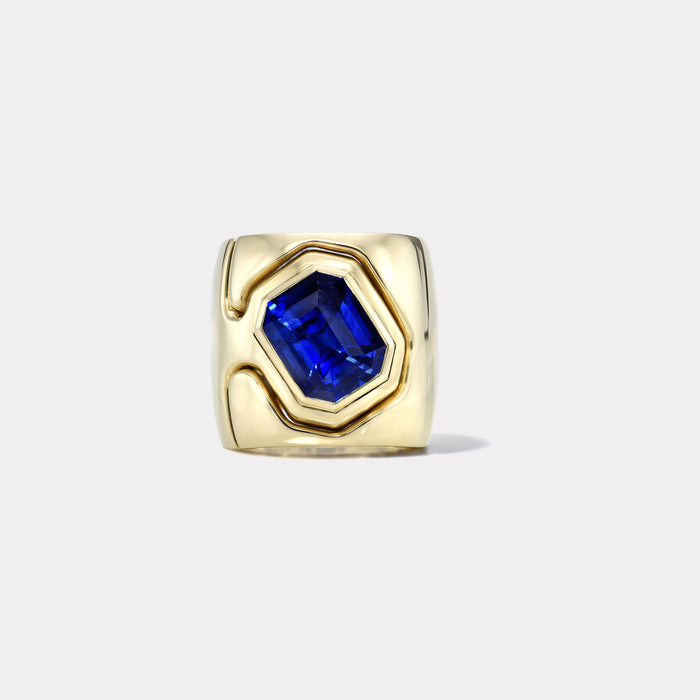 Impetus Interlocking Puzzle Ring with GIA 5.18ct Blue Sapphire
