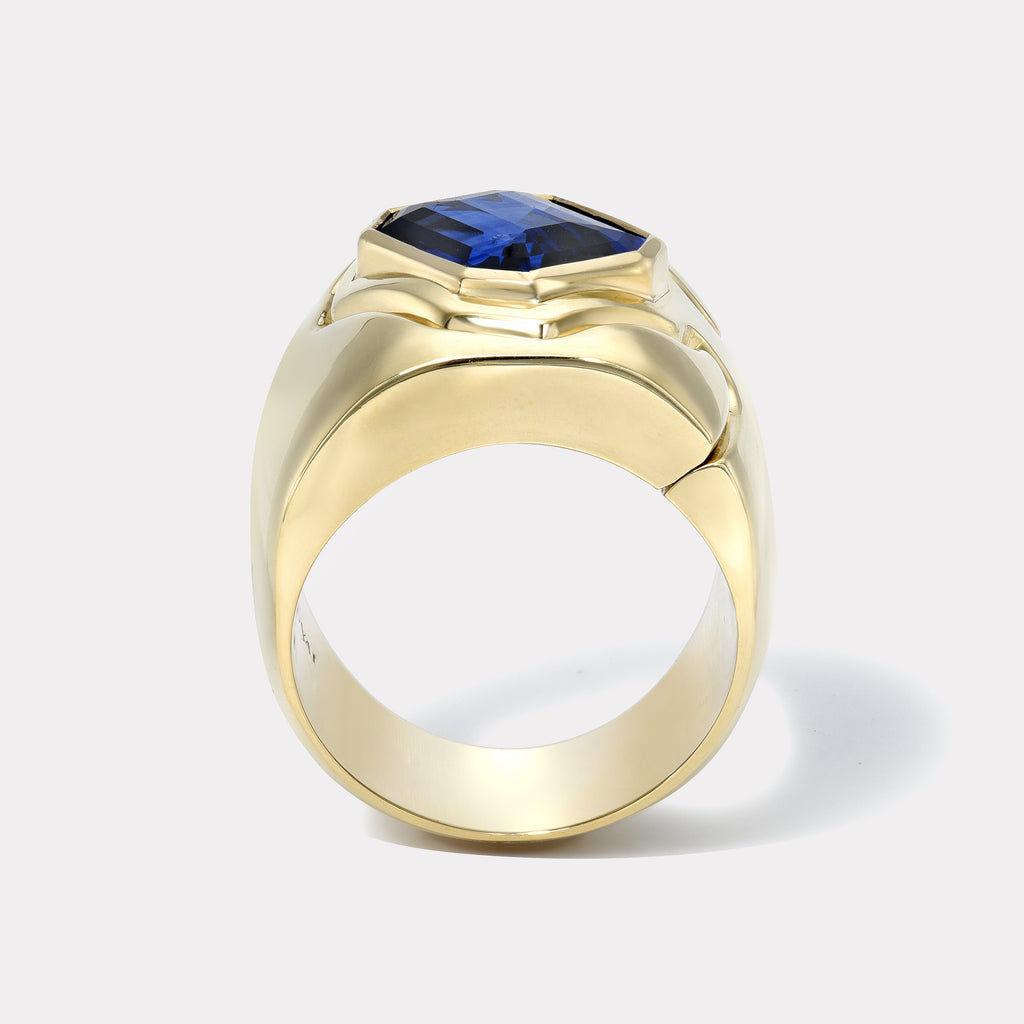 Impetus Interlocking Puzzle Ring with GIA 5.18ct Blue Sapphire
