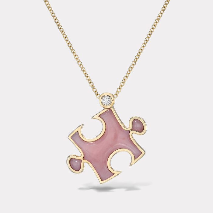 Inlay Impetus Puzzle Pendant in Pink Opal
